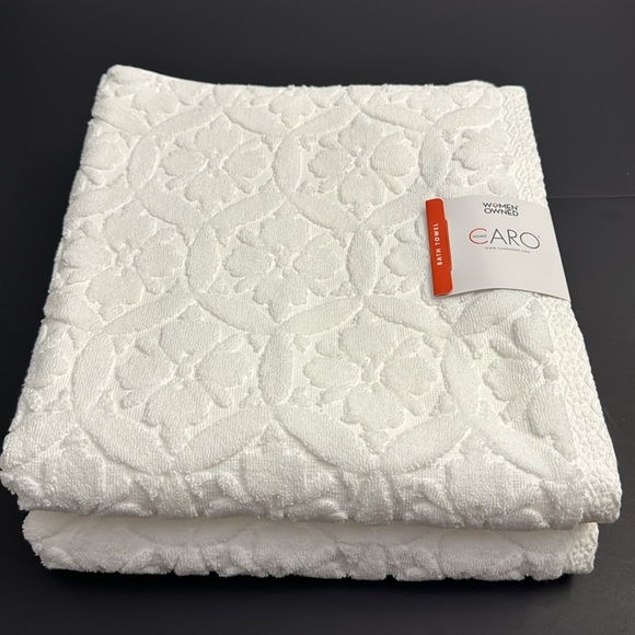 4pc CARO HOME 100% Cotton Kaleidoscope Print Bath Towel Set - Perugia White - Picture 2 of 9